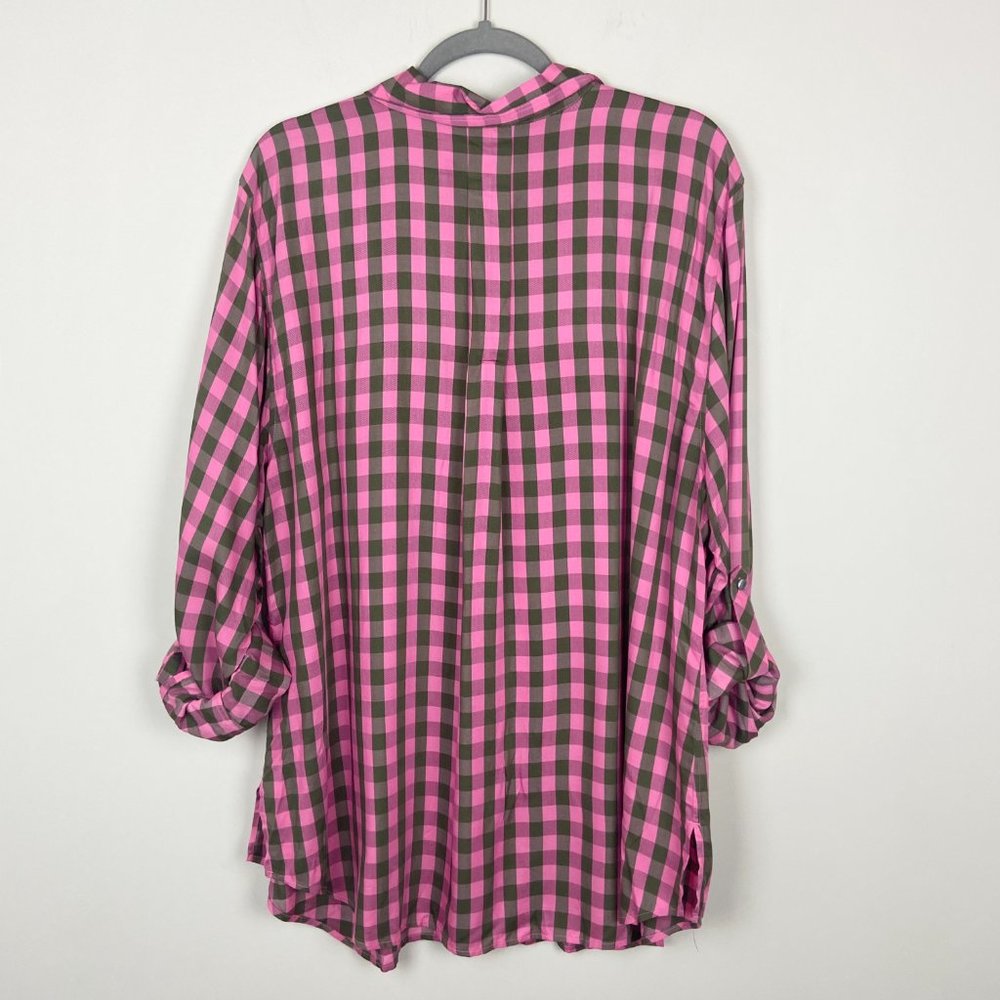 Talbots Pink and Brown Plaid Button Down Shirt - Picture 6 of 8